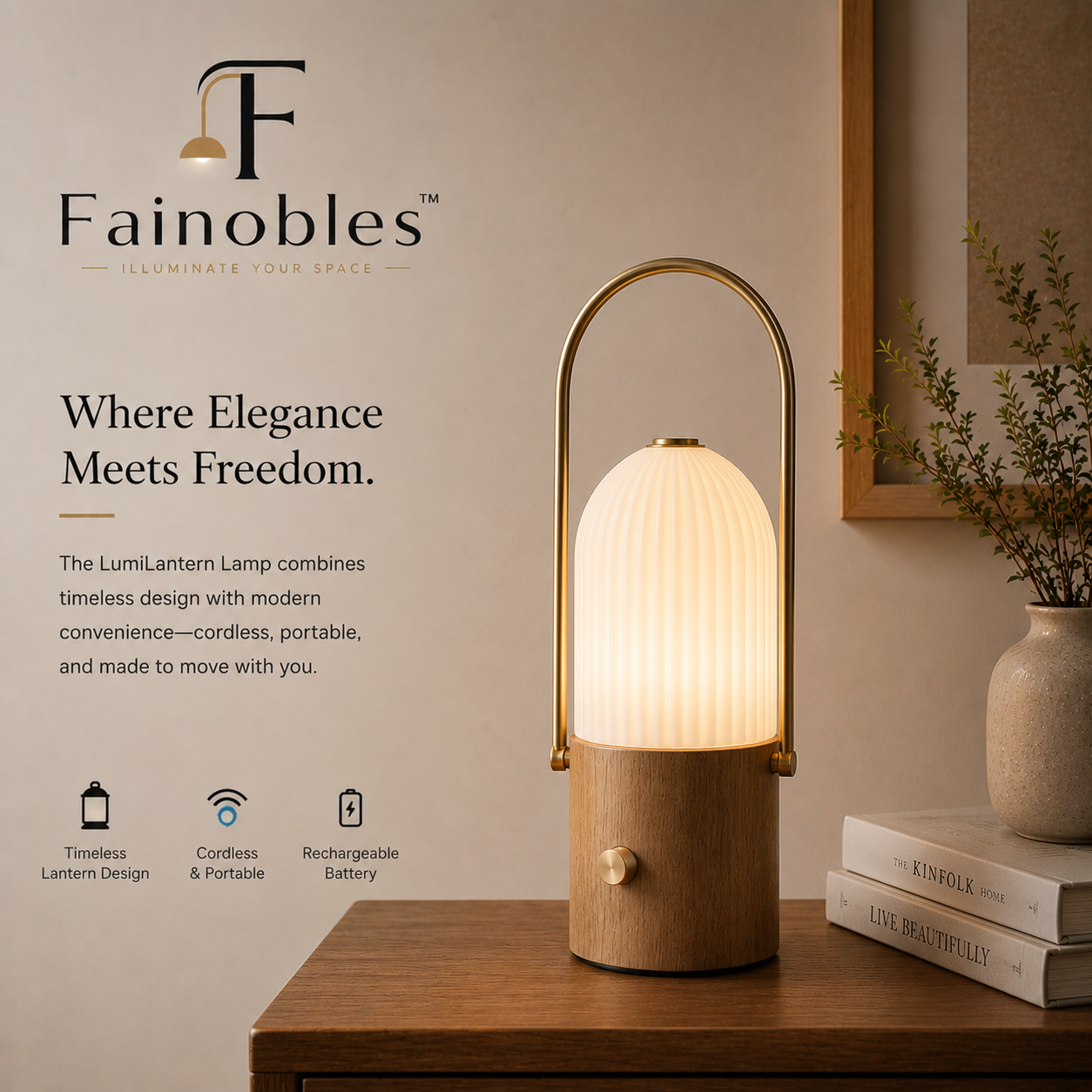 Fainobles™ LumiWood Arc Portable Lamp